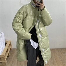 518中长款棉衣男亮面镭射港风加厚冬装棉袄男M2023P145控168，男装棉衣，星座507