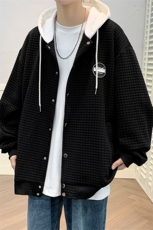 2026春季华夫格连帽卫衣男开衫棒球服外套A361P65，女装短外套，电商A309