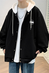 2026春季华夫格连帽卫衣男开衫棒球服外套 A361P65图片