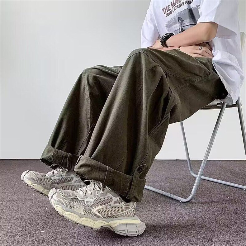 日系复古休闲裤男女生学院风宽松直筒阔腿裤工装长裤子K6094-P49,男装休闲裤,星座412-2