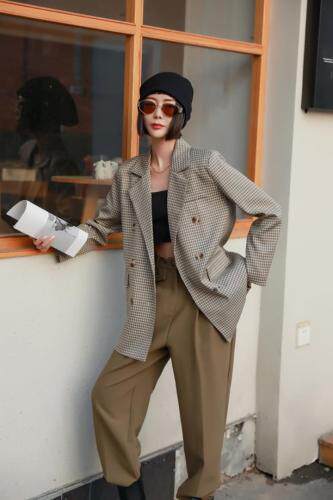 春季新款韩版格子西装外套，女装西装，变色鸟(4F)