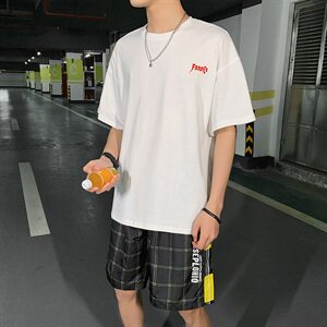 运动套装男韩版潮流夏季新款男士青少年短袖t恤潮两件套DS785T图片