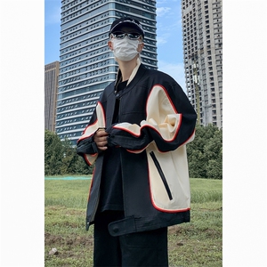 春秋美式复古外套赛车服情侣撞色机车服潮流宽松夹克JK00859-P68图片