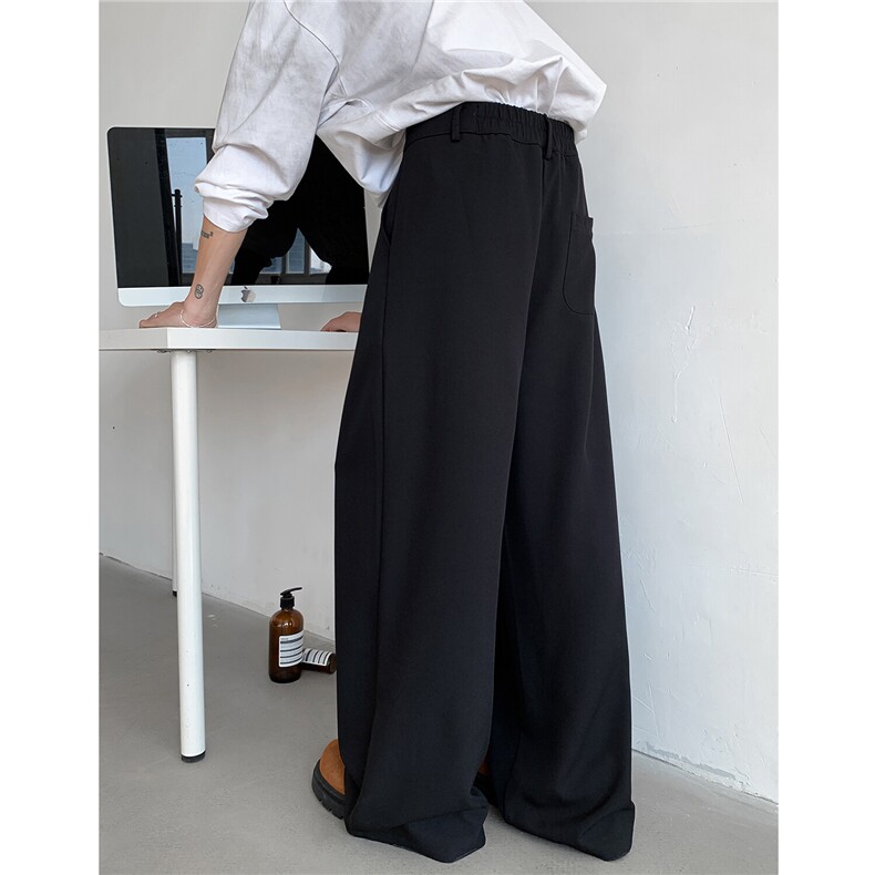 美式复古高级感宽松黑色休闲垂感西裤设计感直筒阔腿裤子K31P55，男装西裤，电商A335-1（原A458）