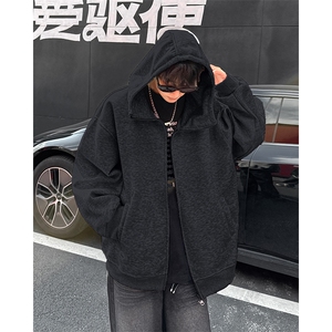 DP9898-P55开衫卫衣男秋季美式复古夹克春秋款设计感小众拉链外套图片