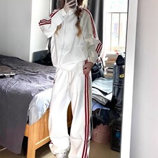 秋款设计感撞色拼接拉链短款男女外套阔腿裤两件套装TZ777P84，男装休闲套装，星座1013-5