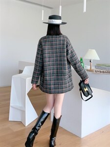 格子外套图片