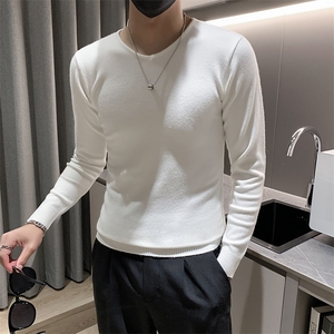店主风秋冬新款V领套头长袖针织毛衣小伙打底衫301A-1/M55/P45图片