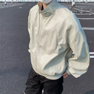 韩版垫肩立领皮衣短款夹克宽松显高机车服男女款休闲外套8510/P75图片