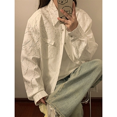 1中性裂纹西装衬衫领设计夹克大码潮流休闲夹克男JK77870P60控98，女装短外套，星座226-2