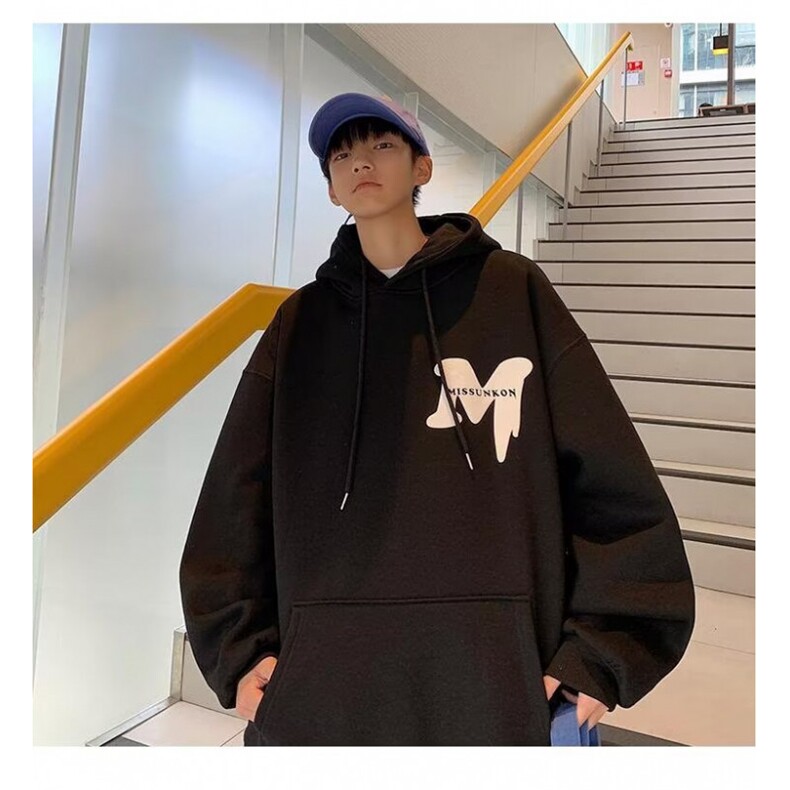 350g华棉潮牌印花连帽卫衣男女休闲春秋宽松时尚上衣5021-P43网图,女装卫衣/绒衫,电商B245