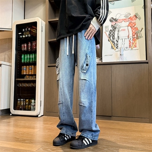 松紧腰  直筒牛仔裤  B342-W5000-P48控78图片