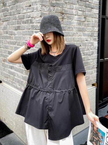 现货休闲拼接上衣，女装，琼卿格