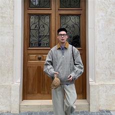J122-P652025年长袖夹克男款春秋季潮牌美式复古夹克潮流，男装T恤，电商B323A