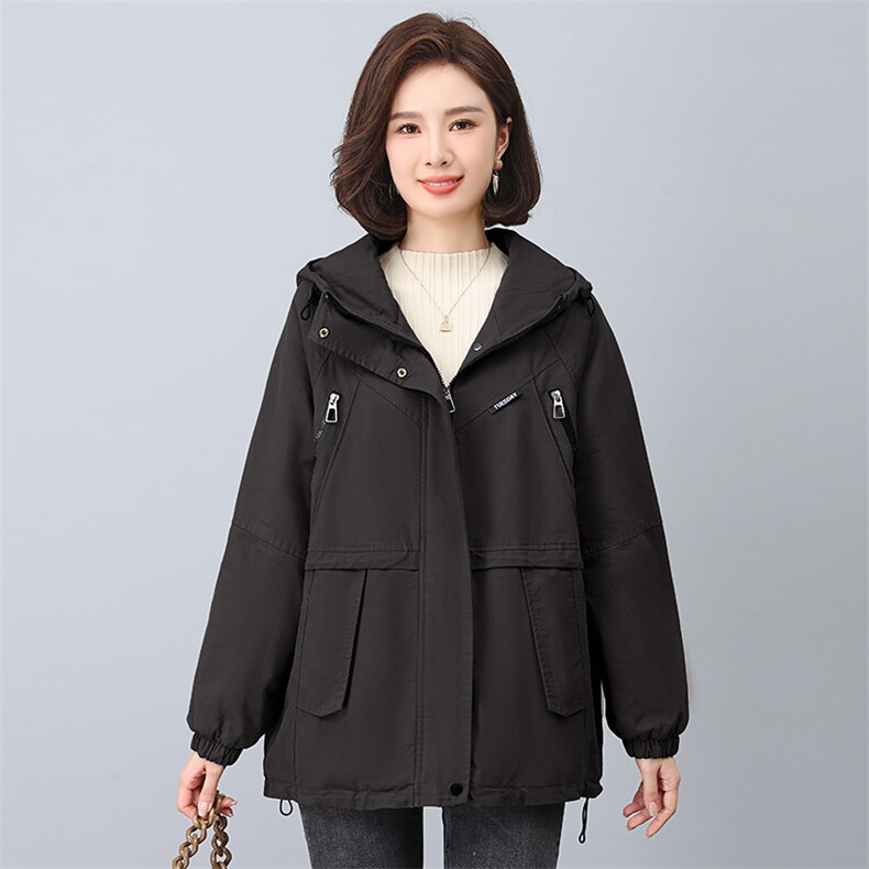 2023年冬季时尚潮流中长款休闲加绒加厚派克服,女装派克服,独衣靓