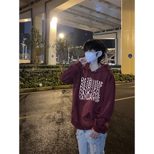 波纹扭曲印花LOGO男女情侣潮牌连帽卫衣图片