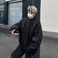 美式纯色MA1飞行夹克短宽解构棉服男女潮宽松重磅外套W6312-P86，男装夹克，星座412-2