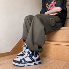 工装裤男春季潮流宽松阔腿裤男款休闲裤男装抽绳束脚裤子KD238，男装休闲裤，星座1116A-1（原606A）