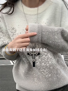 XZ809A/MM17/特P60    渐变休闲加绒宽松毛衣图片