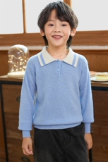 秋冬新款儿童羊毛衫舒适百搭小翻领时尚保暖长袖毛衣，童装儿童羊毛衫，伊绒腾羊绒