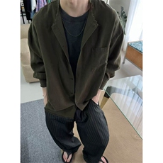 已下单~天丝亚麻薄款透气冰凉毛边设计感长袖衬衫C2513批48，男装衬衫，星座1004-6