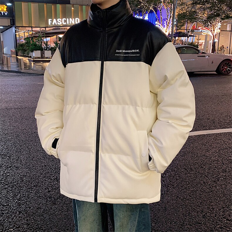 港风潮牌新款亮皮防水立领棉服潮流保暖棉衣M083S-P100控139,男装棉衣,星座717