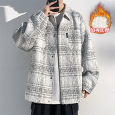 冬新小香风加棉加厚棉服男高级感保暖翻领夹克外套J595J加棉-P95，男装棉衣，电商A001-1