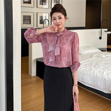 BAO现货2026新款春装时尚气质优雅立领衬衣百搭半身裙两件套，女装套装/套裙，卡杰菲