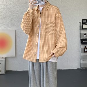 衬衫男秋季新款港风宽松格子长袖衬衫CS802-特P28图片