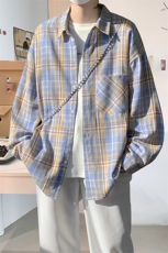 衬衫男2025秋季新款港风格子休闲长袖衬衣CS606-特P28无差价，男装衬衫，星座214-3