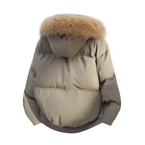 白底立体光板可二开休闲百搭连帽毛领加厚情侣棉服MY5241TP90