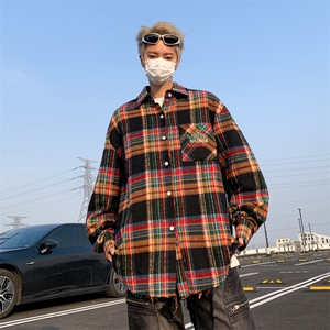 2024春季新款潮牌oversize衬衣男百搭休闲格子衬衣 现货W8127-P45图片