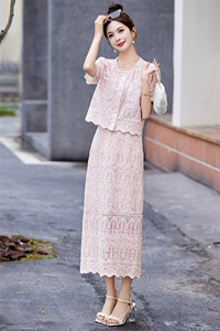 小香风蕾丝套装女2025夏季新款法式复古绣花小个子短袖短裤两件套图片