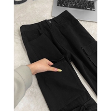 B221美式ins高街洗褪多口袋工装休闲牛仔裤LK26646-特P60控108，男装牛仔裤，电商B221