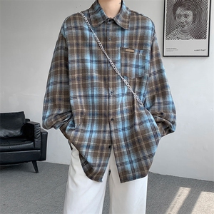 衬衫男秋季新品港风宽松格子长袖衬衣CS618-P38(现货）图片