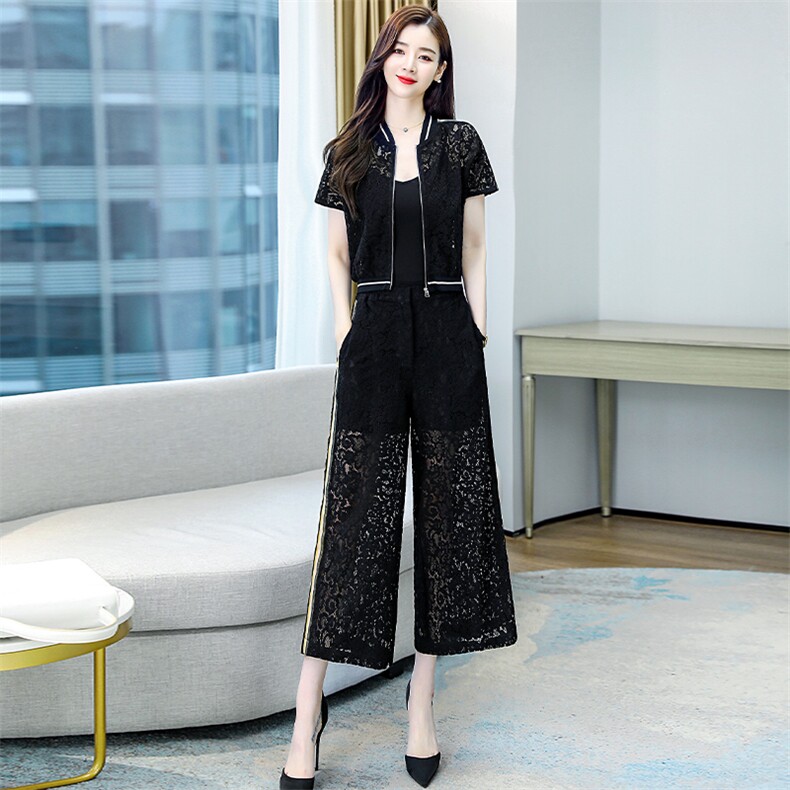 2021夏季新款简约舒适修身显瘦时尚两件套装裤,女装套装/套裙,贵人树