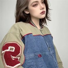 JK8527-P73美式复古今年流行牛仔外套男女美秋季新款拼接，男装工装外套，电商B323A