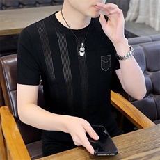 7934-P55夏季休闲时尚短袖毛衣男打底衫欧货T恤潮牌针织衫，男装T恤，电商D310B-1