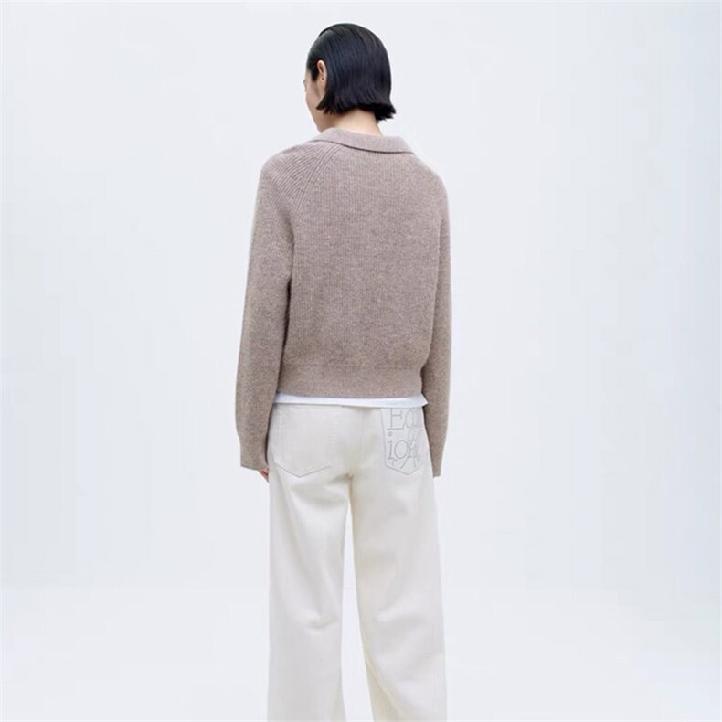 时尚百搭POLO领羊毛衫女秋冬新款修身显瘦长袖针织上衣,女装羊毛衫,泰沅羊绒