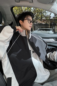 JK5003/P65春装新款个性撞色设计立领飞行员夹克男潮流上衣外套图片