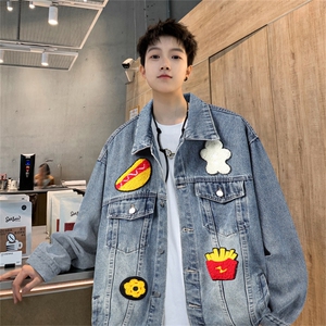 现货得物二开 印花牛仔水洗美式高街设计感夹克外套男JK1278-P80图片