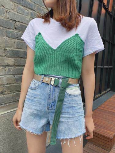 拼接针织体恤，女装，可家 cutiesister
