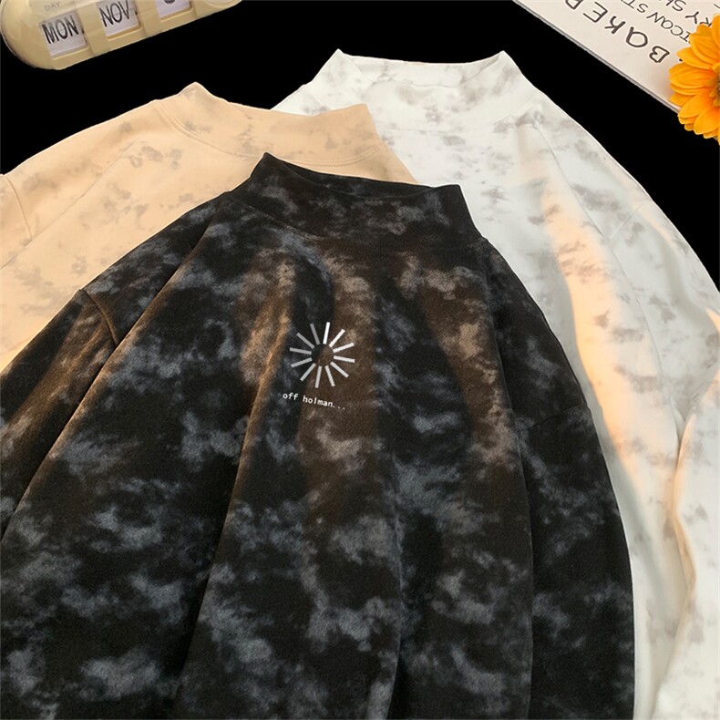 260克重磅扎染德绒半高领打底衫【有货】C403A-DR25311ZR-P25，男装T恤，电商C403A