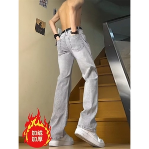 美式灰色直筒加绒男潮牌cIeanfit水洗复古长裤子K7055-1#P45网图图片