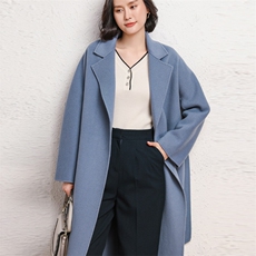 时尚显瘦长款羊毛大衣女冬季新款韩版宽松气质外套，女装双面呢大衣，乾庄羊绒