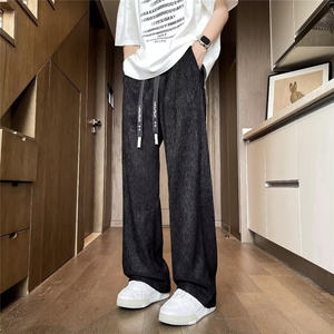 夏季休闲裤阔腿垂感树皮邹 K9541图片