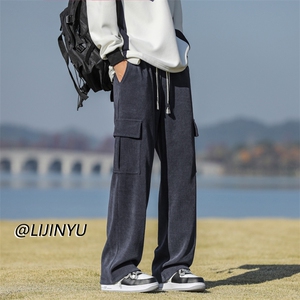 时尚高街潮牌百搭条绒休闲裤垂顺直筒拖地工装裤    X1860-特批60图片