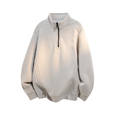 美式复古半拉链立领卫衣男秋冬季潮牌宽松休闲加绒运动外套，女装短外套，星座914