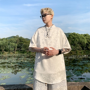量大优 供视频 新风 蝴蝶提花冰丝短袖短裤套装男 TZ2405-特P60图片