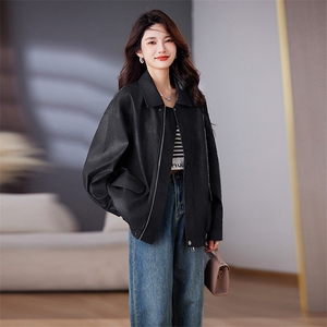 棕色皮衣外套女2024秋季新款小个子港风复古美式皮夹克美拉德机车图片